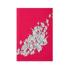 Обложка для паспорта матовая кожа с принтом 1000 Cranes в Курске, натуральная матовая кожа | размер 19,3 х 13,7 см; прозрачные пластиковые крепления | 1000 cranes | cranes | paper | бумага | бумажные | журавли | журавлики | оригами