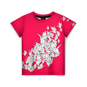 Детская футболка 3D с принтом 1000 Cranes в Курске, 100% гипоаллергенный полиэфир | прямой крой, круглый вырез горловины, длина до линии бедер, чуть спущенное плечо, ткань немного тянется | 1000 cranes | cranes | paper | бумага | бумажные | журавли | журавлики | оригами