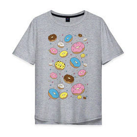Мужская футболка хлопок Oversize с принтом Пончики в Курске, 100% хлопок | свободный крой, круглый ворот, “спинка” длиннее передней части | гомер