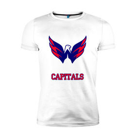 Мужская футболка премиум с принтом Washington Capitals в Курске, 92% хлопок, 8% лайкра | приталенный силуэт, круглый вырез ворота, длина до линии бедра, короткий рукав | capitals | washington capitals | спорт | хоккей
