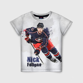 Детская футболка 3D с принтом Ник Фолиньо в Курске, 100% гипоаллергенный полиэфир | прямой крой, круглый вырез горловины, длина до линии бедер, чуть спущенное плечо, ткань немного тянется | капитан | ник фолиньо | спорт | хоккей