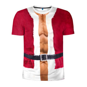 Мужская футболка 3D спортивная с принтом Костюм Деда Мороза в Курске, 100% полиэстер с улучшенными характеристиками | приталенный силуэт, круглая горловина, широкие плечи, сужается к линии бедра | christmas | new year | дед мороз | костюм | с новым годом | санта клаус | тело | торс