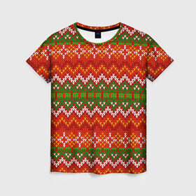 Женская футболка 3D с принтом Свитер в Курске, 100% полиэфир ( синтетическое хлопкоподобное полотно) | прямой крой, круглый вырез горловины, длина до линии бедер | new year | sweater | winter | зима | новый год | рождество | с новым годом | сhristmas | свитер