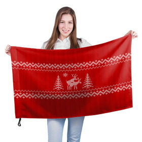 Флаг 3D с принтом Свитер с оленями в Курске, 100% полиэстер | плотность ткани — 95 г/м2, размер — 67 х 109 см. Принт наносится с одной стороны | deer | new year | sweater | winter | зима | новый год | олени | рождество | с новым годом | сhristmas | свитер