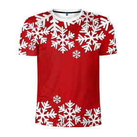Мужская футболка 3D спортивная с принтом Снежинки в Курске, 100% полиэстер с улучшенными характеристиками | приталенный силуэт, круглая горловина, широкие плечи, сужается к линии бедра | new year | snowflake | sweater | winter | зима | новый год | рождество | с новым годом | сhristmas | свитер | снежинка