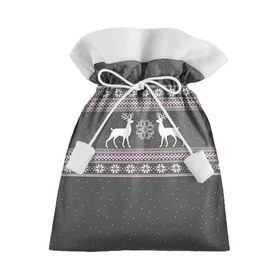 Подарочный 3D мешок с принтом Свитер с оленями в Курске, 100% полиэстер | Размер: 29*39 см | Тематика изображения на принте: deer | new year | sweater | winter | зима | новый год | олени | рождество | сhristmas | свитер