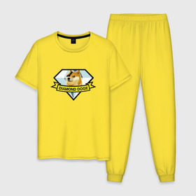 Мужская пижама хлопок с принтом Diamond doge в Курске, 100% хлопок | брюки и футболка прямого кроя, без карманов, на брюках мягкая резинка на поясе и по низу штанин
 | mgs