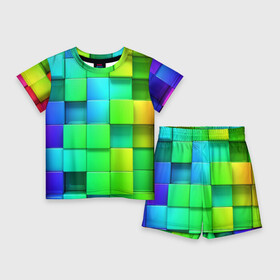 Детский костюм с шортами 3D с принтом Кубики в Курске,  |  | Тематика изображения на принте: абстракции | геометрия