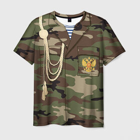 Мужская футболка 3D с принтом Армейская форма в Курске, 100% полиэфир | прямой крой, круглый вырез горловины, длина до линии бедер | 23 | армейская | армия | дембель | защитник | камуфляж | отечества | солдат | тельняшка | февраля | форма