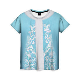 Женская футболка 3D с принтом Снегурочка в Курске, 100% полиэфир ( синтетическое хлопкоподобное полотно) | прямой крой, круглый вырез горловины, длина до линии бедер | Тематика изображения на принте: 2016 | год | костюм | новый | снегурка | снегурочка