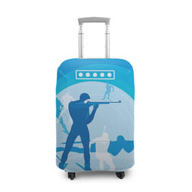 Чехол для чемодана 3D с принтом Биатлон в Курске, 86% полиэфир, 14% спандекс | двустороннее нанесение принта, прорези для ручек и колес | biathlon | sport | winter | биатлон | биатлонисты | зимние виды спорта | спорт | стрельба