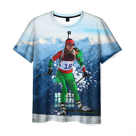 Мужская футболка 3D с принтом Биатлон в Курске, 100% полиэфир | прямой крой, круглый вырез горловины, длина до линии бедер | biathlon | sport | winter | биатлон | биатлонисты | зимние виды спорта | спорт | стрельба