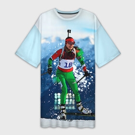 Платье-футболка 3D с принтом Биатлон в Курске,  |  | biathlon | sport | winter | биатлон | биатлонисты | зимние виды спорта | спорт | стрельба