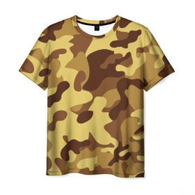 Мужская футболка 3D с принтом Пустынный камуфляж в Курске, 100% полиэфир | прямой крой, круглый вырез горловины, длина до линии бедер | Тематика изображения на принте: camo | camouflage | military | камо