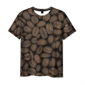 Мужская футболка 3D с принтом Кофе в Курске, 100% полиэфир | прямой крой, круглый вырез горловины, длина до линии бедер | зёр | зерно | кофе | макро | обои | текстуры | фон | фото