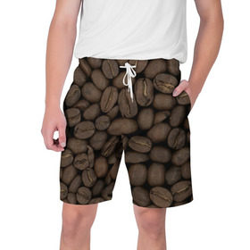 Мужские шорты 3D с принтом Кофе в Курске,  полиэстер 100% | прямой крой, два кармана без застежек по бокам. Мягкая трикотажная резинка на поясе, внутри которой широкие завязки. Длина чуть выше колен | зёр | зерно | кофе | макро | обои | текстуры | фон | фото