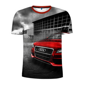 Мужская футболка 3D спортивная с принтом Audi в Курске, 100% полиэстер с улучшенными характеристиками | приталенный силуэт, круглая горловина, широкие плечи, сужается к линии бедра | Тематика изображения на принте: audi | ауди