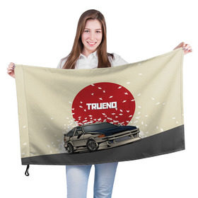 Флаг 3D с принтом Toyota Trueno ae86 в Курске, 100% полиэстер | плотность ткани — 95 г/м2, размер — 67 х 109 см. Принт наносится с одной стороны | 86 | corolla | crane | hachiroku | jdm | toyota | trueno | ае86 | журавлики | тоёта | тойота | труено | хачироку | япония