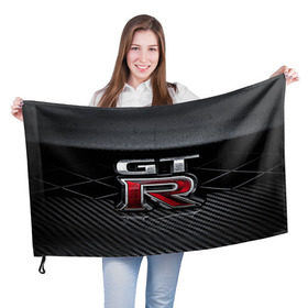 Флаг 3D с принтом Nissan GTR в Курске, 100% полиэстер | плотность ткани — 95 г/м2, размер — 67 х 109 см. Принт наносится с одной стороны | gtr | nismo | nissan | nissan gtr | гтр | низмо | ниссан