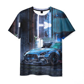 Мужская футболка 3D с принтом Nissan GTR R35 в Курске, 100% полиэфир | прямой крой, круглый вырез горловины, длина до линии бедер | gtr | nismo | nissan | nissan gtr | r35 | гтр | низмо | ниссан