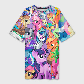 Платье-футболка 3D с принтом My Little Pony в Курске,  |  | Тематика изображения на принте: friendship is magic | mlp | my little pony | pinky pie | pony | swag | дружба | литл пони | мой маленький пони | пони | поняши | поняшки | сваг | свэг | чудо