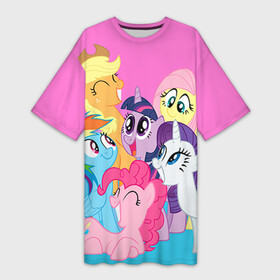 Платье-футболка 3D с принтом My Little Pony в Курске,  |  | friendship is magic | mlp | my little pony | pinky pie | pony | swag | дружба | литл пони | мой маленький пони | мультик | мультики | мультфильм | мультфильмы | пони | поняши | поняшки | сваг | свэг | чудо