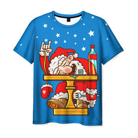 Мужская футболка 3D с принтом Дед мороз в Курске, 100% полиэфир | прямой крой, круглый вырез горловины, длина до линии бедер | happy new year | new year | santa | santa claus | дед мороз | новый год | с новым годом | санта клаус | снежинки