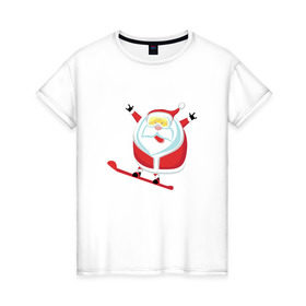 Женская футболка хлопок с принтом Дед Мороз в Курске, 100% хлопок | прямой крой, круглый вырез горловины, длина до линии бедер, слегка спущенное плечо | 