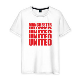 Мужская футболка хлопок с принтом Manchester United red в Курске, 100% хлопок | прямой крой, круглый вырез горловины, длина до линии бедер, слегка спущенное плечо. | manchester | united | манчестер | юнайтед
