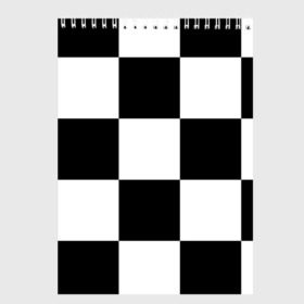 Скетчбук с принтом Клетка в Курске, 100% бумага
 | 48 листов, плотность листов — 100 г/м2, плотность картонной обложки — 250 г/м2. Листы скреплены сверху удобной пружинной спиралью | Тематика изображения на принте: белый | черно белый | черный | шахматная