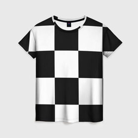 Женская футболка 3D с принтом Клетка в Курске, 100% полиэфир ( синтетическое хлопкоподобное полотно) | прямой крой, круглый вырез горловины, длина до линии бедер | белый | черно белый | черный | шахматная