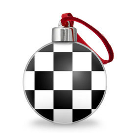 Ёлочный шар с принтом Клетка в Курске, Пластик | Диаметр: 77 мм | белый | черно белый | черный | шахматная