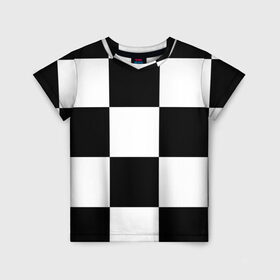 Детская футболка 3D с принтом Клетка в Курске, 100% гипоаллергенный полиэфир | прямой крой, круглый вырез горловины, длина до линии бедер, чуть спущенное плечо, ткань немного тянется | белый | черно белый | черный | шахматная