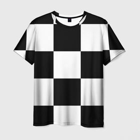 Мужская футболка 3D с принтом Клетка в Курске, 100% полиэфир | прямой крой, круглый вырез горловины, длина до линии бедер | Тематика изображения на принте: белый | черно белый | черный | шахматная