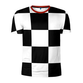Мужская футболка 3D спортивная с принтом Клетка в Курске, 100% полиэстер с улучшенными характеристиками | приталенный силуэт, круглая горловина, широкие плечи, сужается к линии бедра | белый | черно белый | черный | шахматная