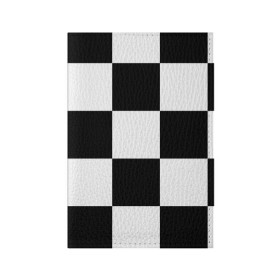 Обложка для паспорта матовая кожа с принтом Клетка в Курске, натуральная матовая кожа | размер 19,3 х 13,7 см; прозрачные пластиковые крепления | белый | черно белый | черный | шахматная