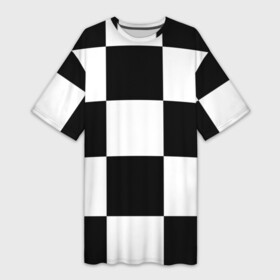 Платье-футболка 3D с принтом Клетка в Курске,  |  | белый | черно белый | черный | шахматная
