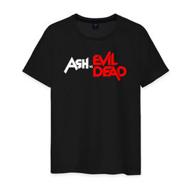 Мужская футболка хлопок с принтом ASH VS EVIL DEAD в Курске, 100% хлопок | прямой крой, круглый вырез горловины, длина до линии бедер, слегка спущенное плечо. | Тематика изображения на принте: 