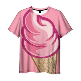 Мужская футболка 3D с принтом Ice Cream в Курске, 100% полиэфир | прямой крой, круглый вырез горловины, длина до линии бедер | cream | ice | мороженное