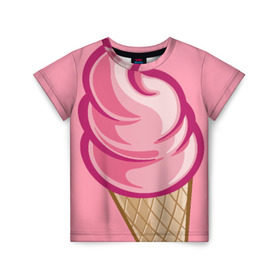 Детская футболка 3D с принтом Ice Cream в Курске, 100% гипоаллергенный полиэфир | прямой крой, круглый вырез горловины, длина до линии бедер, чуть спущенное плечо, ткань немного тянется | cream | ice | мороженное