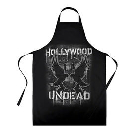 Фартук 3D с принтом Hollywood Undead в Курске, 100% полиэстер | общий размер — 65 х 85 см, ширина нагрудника — 26 см, горловина — 53 см, длина завязок — 54 см, общий обхват в поясе — 173 см. Принт на завязках и на горловине наносится с двух сторон, на основной части фартука — только с внешней стороны | хип хоп