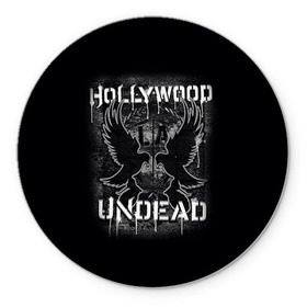 Коврик круглый с принтом Hollywood Undead в Курске, резина и полиэстер | круглая форма, изображение наносится на всю лицевую часть | Тематика изображения на принте: хип хоп