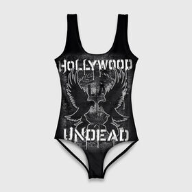 Купальник-боди 3D с принтом Hollywood Undead в Курске, 82% полиэстер, 18% эластан | Круглая горловина, круглый вырез на спине | хип хоп