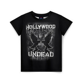 Детская футболка 3D с принтом Hollywood Undead в Курске, 100% гипоаллергенный полиэфир | прямой крой, круглый вырез горловины, длина до линии бедер, чуть спущенное плечо, ткань немного тянется | Тематика изображения на принте: хип хоп