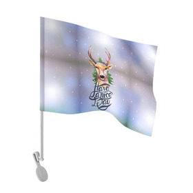 Флаг для автомобиля с принтом Новогодний олень в Курске, 100% полиэстер | Размер: 30*21 см | 2016 | christmas | deer | год | новогодний | новый | олень | рождественский | с новым годом