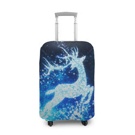 Чехол для чемодана 3D с принтом Новогодний олень в Курске, 86% полиэфир, 14% спандекс | двустороннее нанесение принта, прорези для ручек и колес | christmas | deer | год | рождество