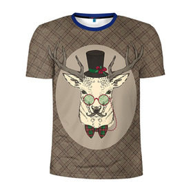 Мужская футболка 3D спортивная с принтом Deer в Курске, 100% полиэстер с улучшенными характеристиками | приталенный силуэт, круглая горловина, широкие плечи, сужается к линии бедра | 2016 | christmas | deer | год | новогодний | новый | олень | рождественский | с новым годом