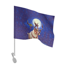 Флаг для автомобиля с принтом Christmas deer в Курске, 100% полиэстер | Размер: 30*21 см | 2016 | christmas | deer | год | новогодний | новый | олень | рождественский | с новым годом