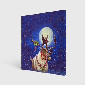 Холст квадратный с принтом Christmas deer в Курске, 100% ПВХ |  | 2016 | christmas | deer | год | новогодний | новый | олень | рождественский | с новым годом