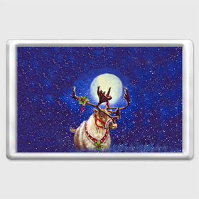 Магнит 45*70 с принтом Christmas deer в Курске, Пластик | Размер: 78*52 мм; Размер печати: 70*45 | 2016 | christmas | deer | год | новогодний | новый | олень | рождественский | с новым годом